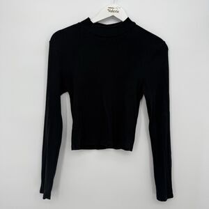 Abercrombie & Fitch Black Long Sleeve Mock Neck Tee